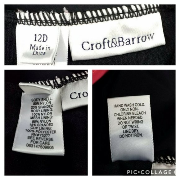 Croft & Barrow Multicolor Tri-Colorblock Tankini Swim Top Womens Size 12D - Picture 8 of 9